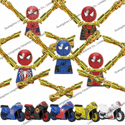 Movie Super Heroes Spider With Motorcycle Man Mini Assembled Building Blocks Action Figures  Children's DIY Toys Juguetes KF6137