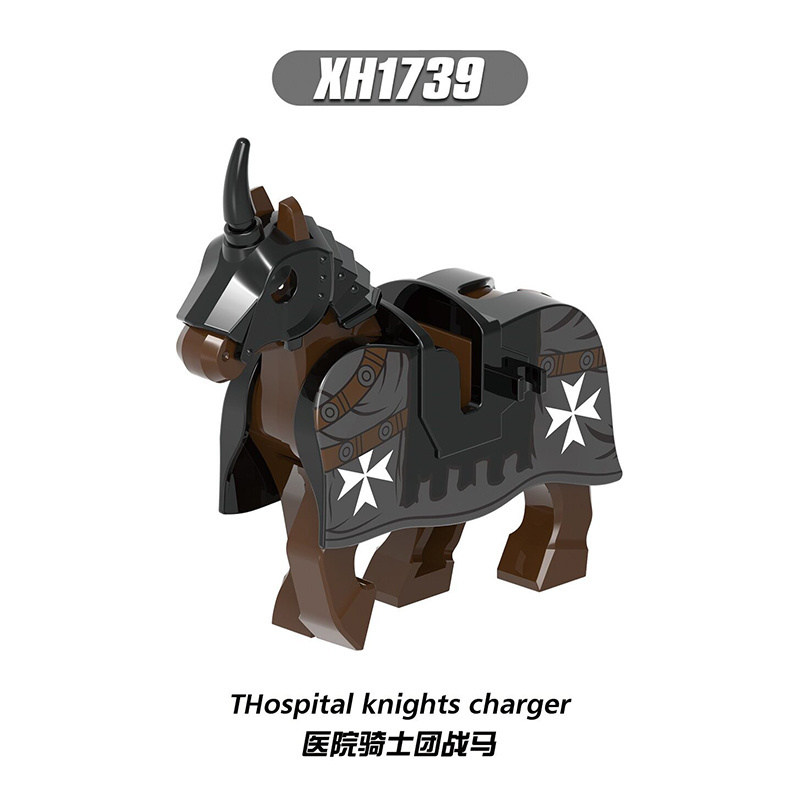 X0317 Medieval Soldier War Hospital Horse Knights Charger Templar Building Block Figures Bricks ABS Plastic Children's Toys