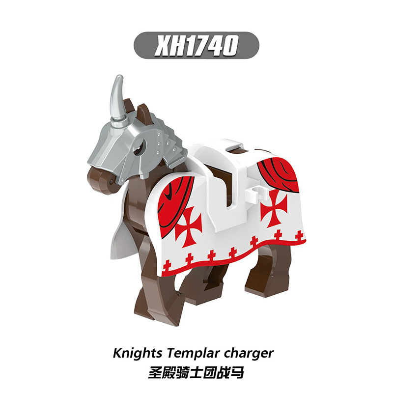 X0317 Medieval Soldier War Hospital Horse Knights Charger Templar Building Block Figures Bricks ABS Plastic Children's Toys