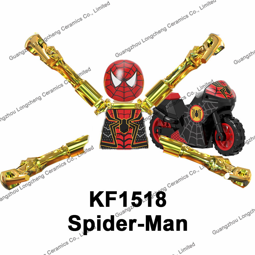 Movie Super Heroes Spider With Motorcycle Man Mini Assembled Building Blocks Action Figures  Children's DIY Toys Juguetes KF6137