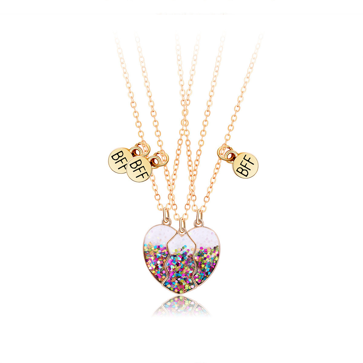 LC202403292 wholesale fashion children's best friends  heart kid girl children necklaces for 3