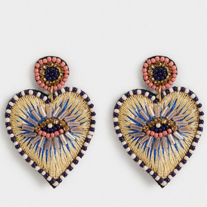 KDB1278 new arrival fashion beaded embroider heart earrings