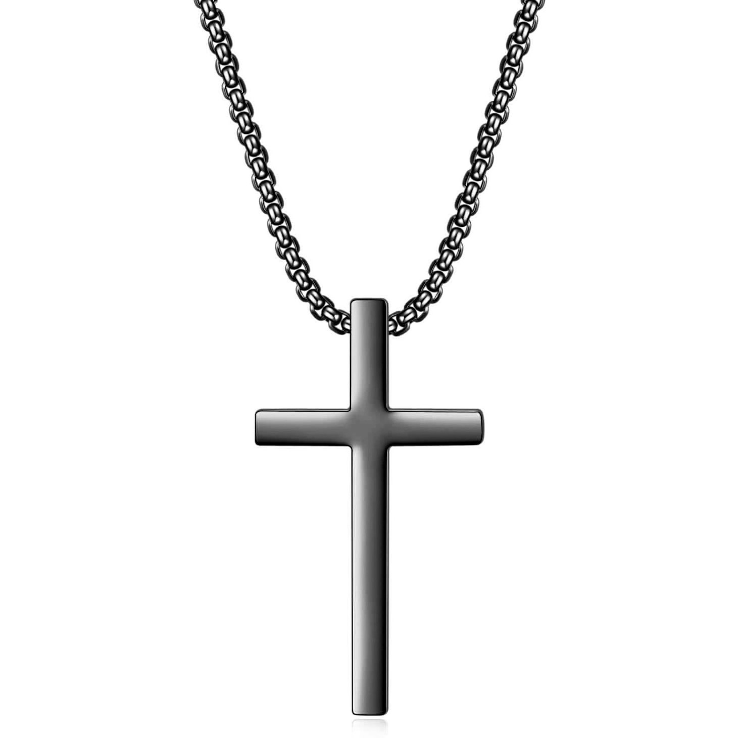 LC20240137 Wholesale fashion stainless steel men religious cross necklace jewelry