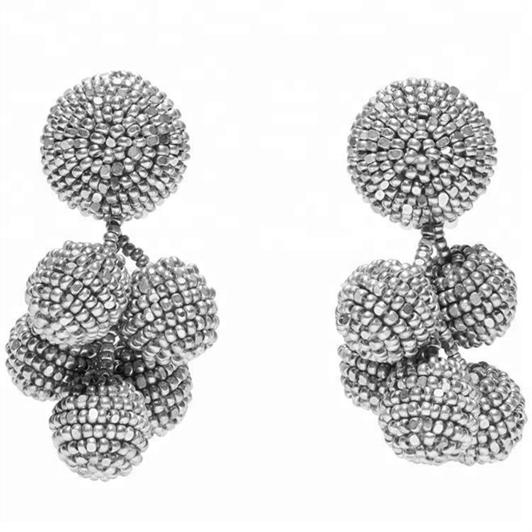 KDA8064 fashionable beaded ball earrings 2018