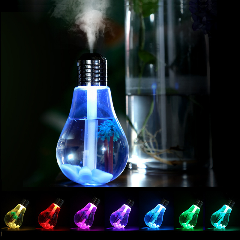 400ML Home Mini Cool Mist Humidifier Bulb with USB Night Light Colorful Air Diffuser and Aroma Diffuser for Home Office Gift