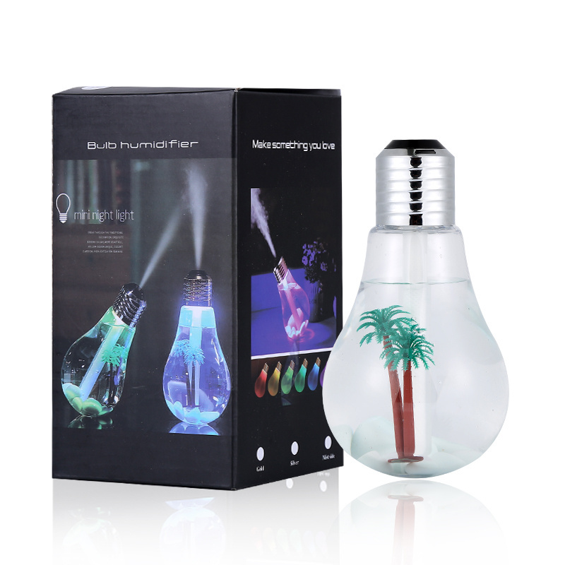 400ML Home Mini Cool Mist Humidifier Bulb with USB Night Light Colorful Air Diffuser and Aroma Diffuser for Home Office Gift