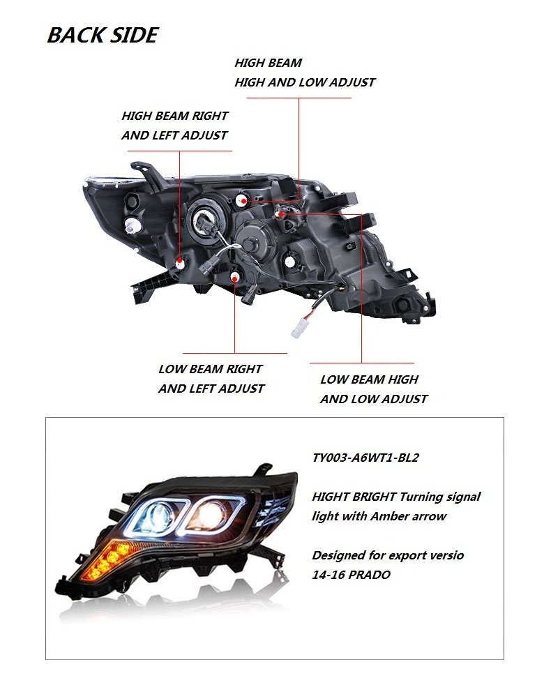 Longding Auto lamp for 2014-2016 Toyota Prado high quality modified HID Xenon head lights with LED DRL Hella 5 Lens