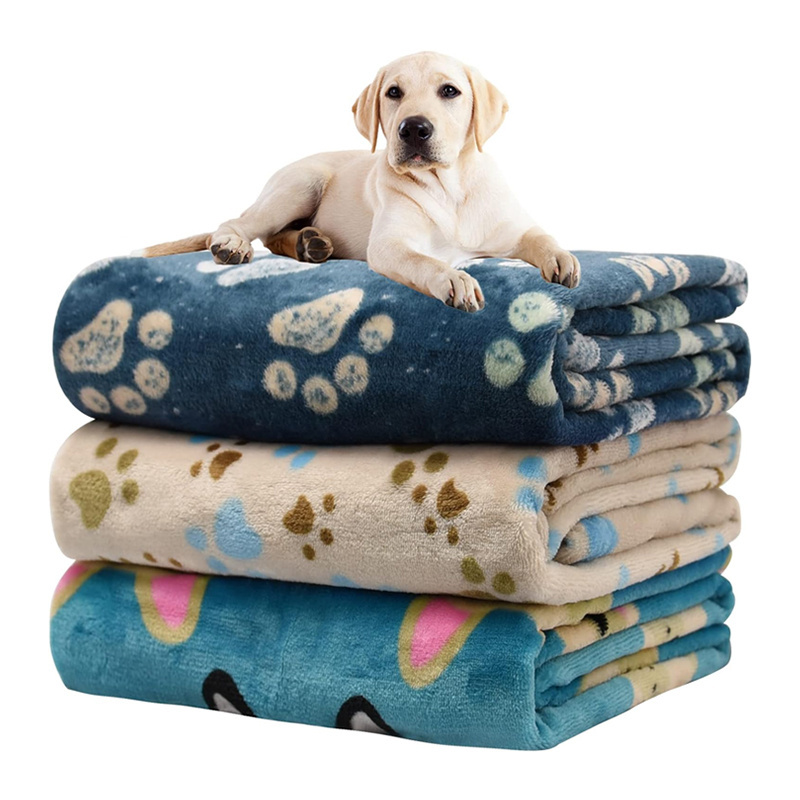 Custom Printing Wholesale Soft Cute Warm Sleep Dog Pets Indoor Pattern Plush Washable Fleece Pet Blanket Flannel Throw