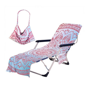 Beach Chair Cover with Side Pockets Thick and Quick Dry Chaise Lounge Chair Towel Cover for Sun Beach Chair Towel