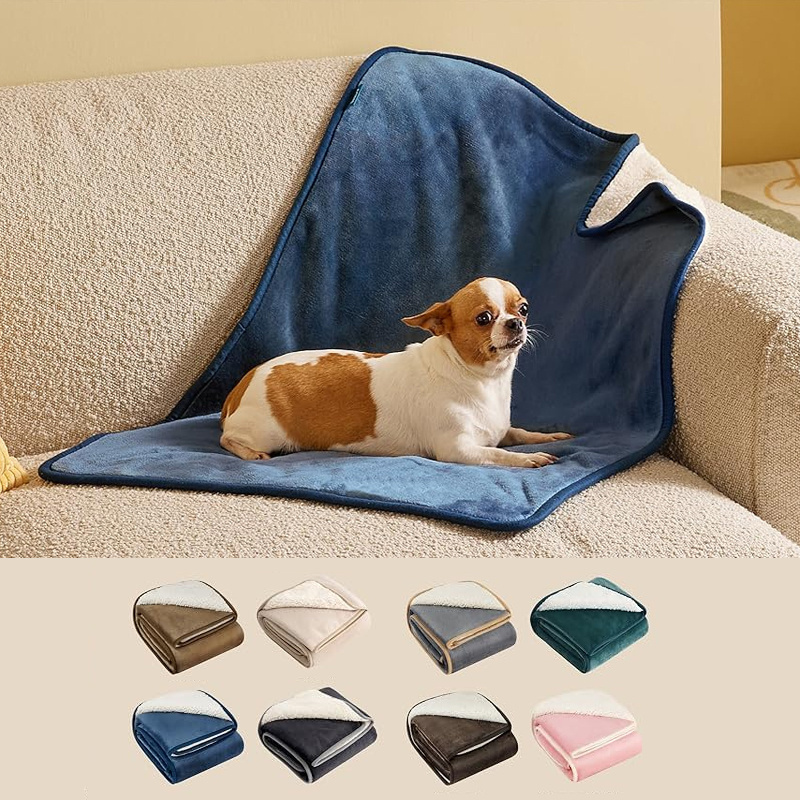 Dog Blanket for Bed Couch Sofa Waterproof Bed Cover for Large Dog Sherpa Fleece Waterproof Dog Bed Cover Pet Blanket