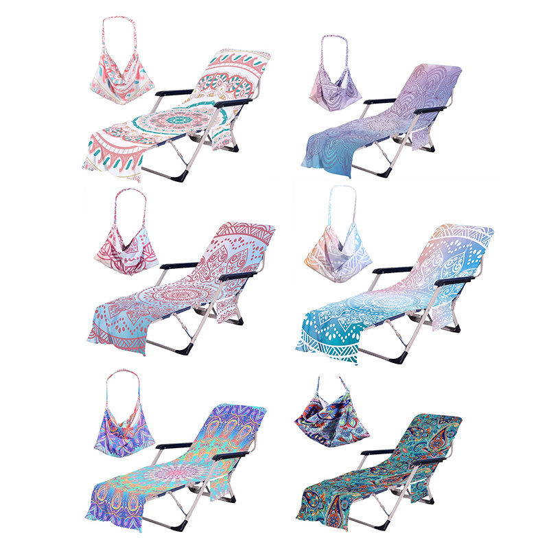 Beach Chair Cover with Side Pockets Thick and Quick Dry Chaise Lounge Chair Towel Cover for Sun Beach Chair Towel