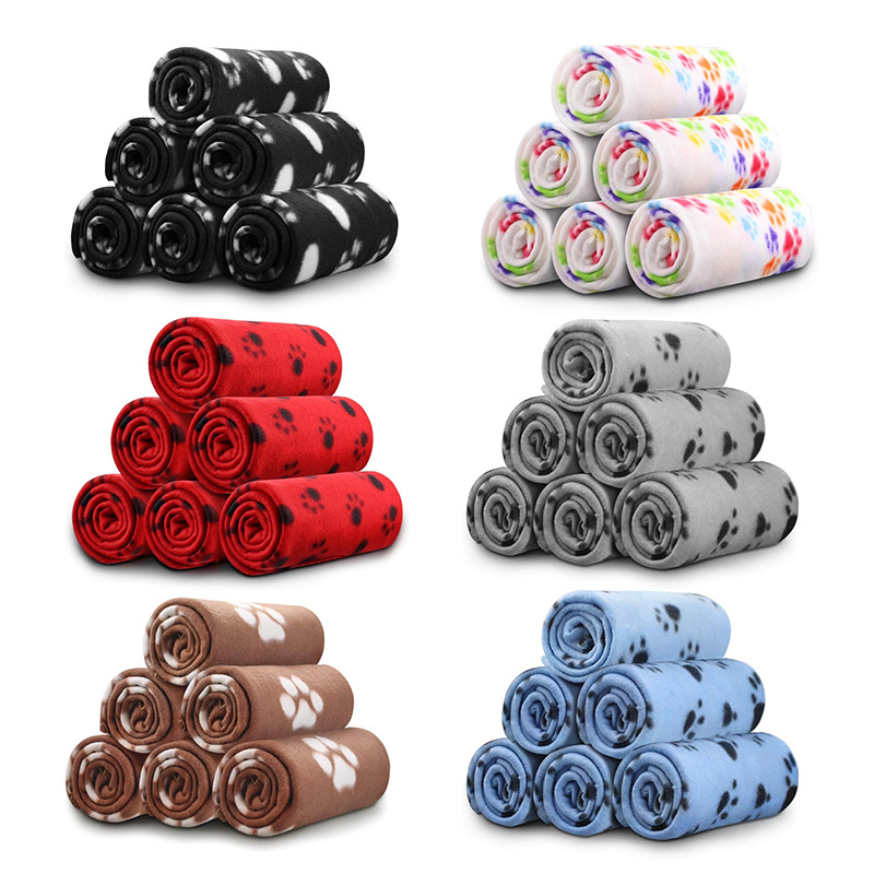 Wholesale Soft Hot Sale Pet Print Indoor Pattern Plush Washable Polyester Fleece Dog Pet Blanket Flannel Throw