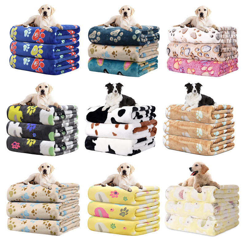 Custom Printing Wholesale Soft Cute Warm Sleep Dog Pets Indoor Pattern Plush Washable Fleece Pet Blanket Flannel Throw