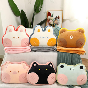 Logo Custom Animal Shape High Quality Eco-friendly Air Conditioning Travel Blanket Pillow Fleece Blanket For Sleeping