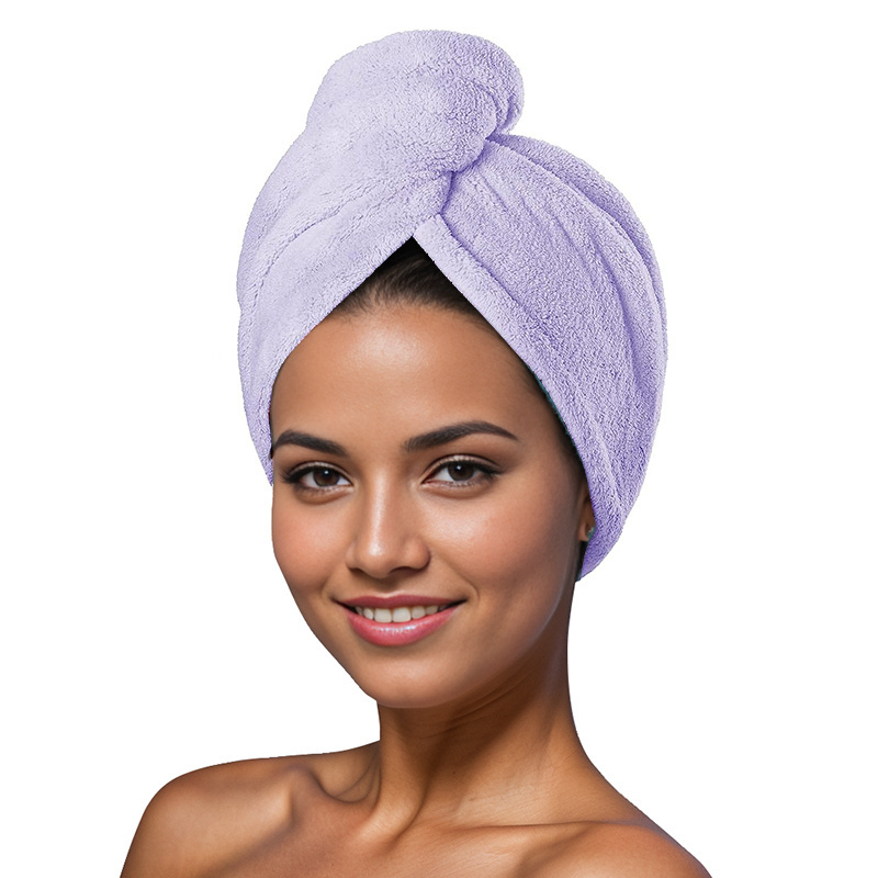 Wholesale Factory Solid Custom Quick Drying Absorbent Microfibre Head Towel Hair Wraps For Women Bathing