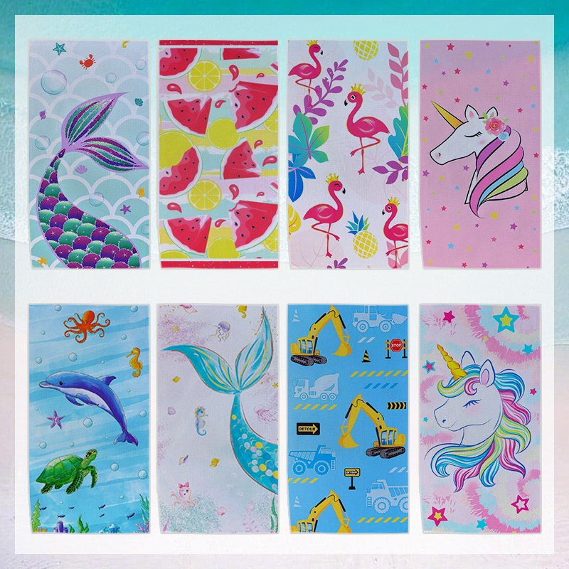 Hot Sale Super Comfortable Digital Sublimation Printing Cotton Polyester OEM ODM Waffle Towel Beach Towels