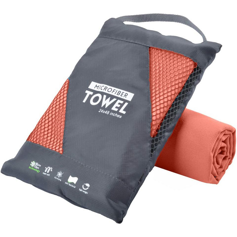 Custom Rainleaf Microfiber Perfect Travel Sports Fitness Sweat Fast Drying Good Absorbent Sports Gym Towels With Mesh Bag