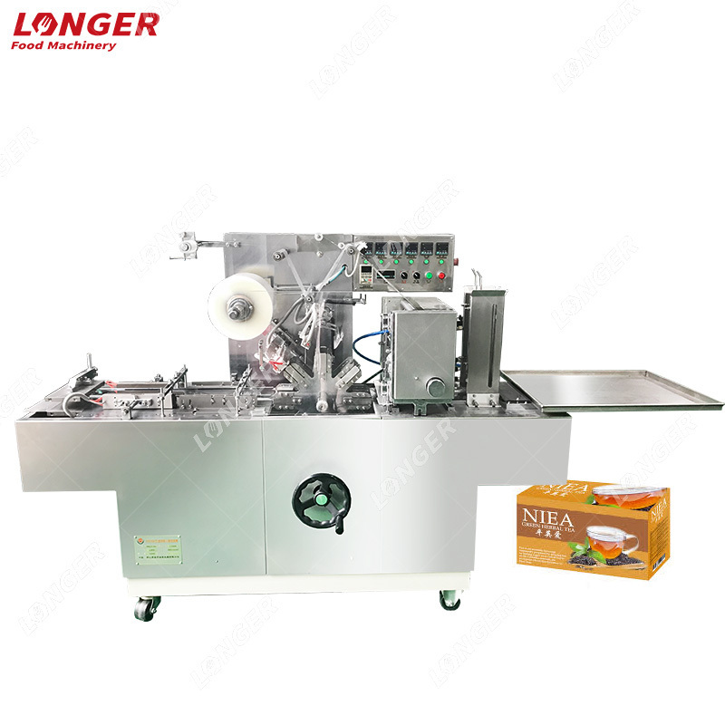 Automatic Chocolate Candy Wrapper Over Wrapping Packaging Tea Packing Machine In Small Box With Wrap Cover