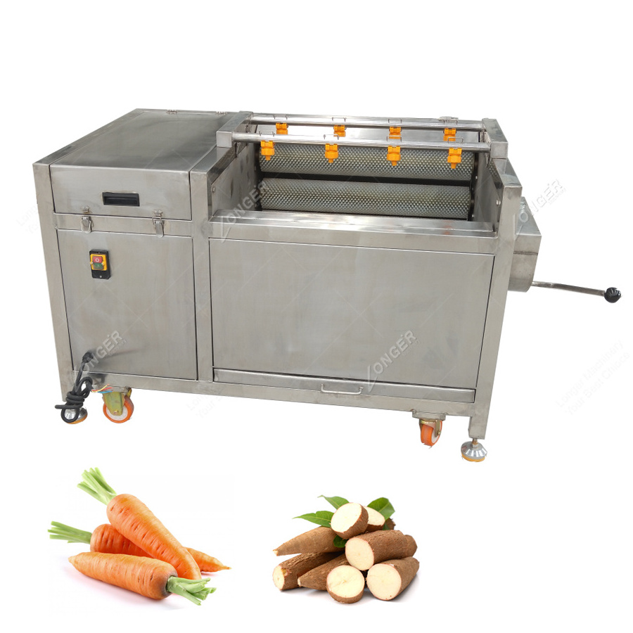 400KG/H Industrial Automatic Brush Roller Peeler Small Potato Peeling Machine with  1.1KW