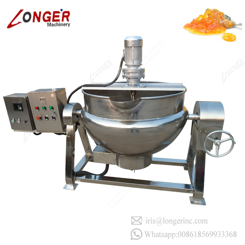 Stainless Steel Boiling Vat Steam Jacketed Kettle Gas Cooking Pot With Mixer