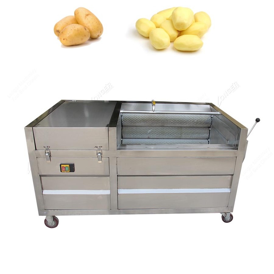 400KG/H Industrial Automatic Brush Roller Peeler Small Potato Peeling Machine with  1.1KW