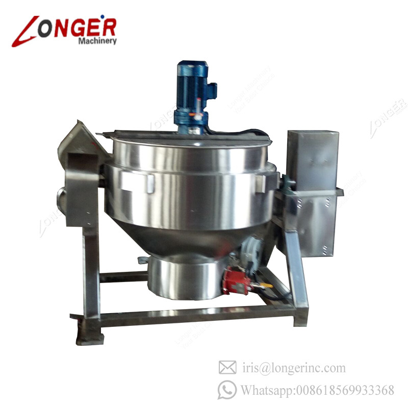 Stainless Steel Boiling Vat Steam Jacketed Kettle Gas Cooking Pot With Mixer