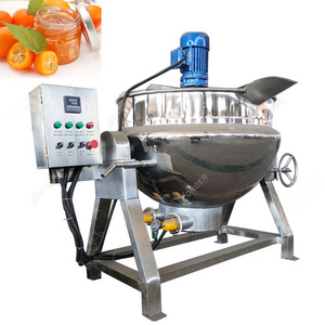 Stainless Steel Boiling Vat Steam Jacketed Kettle Gas Cooking Pot With Mixer