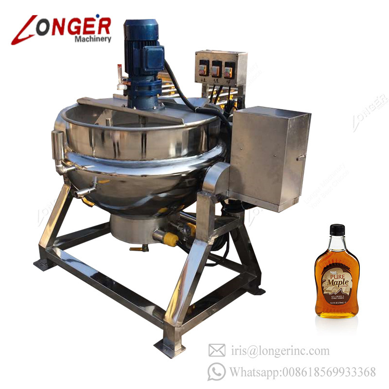 Stainless Steel Boiling Vat Steam Jacketed Kettle Gas Cooking Pot With Mixer