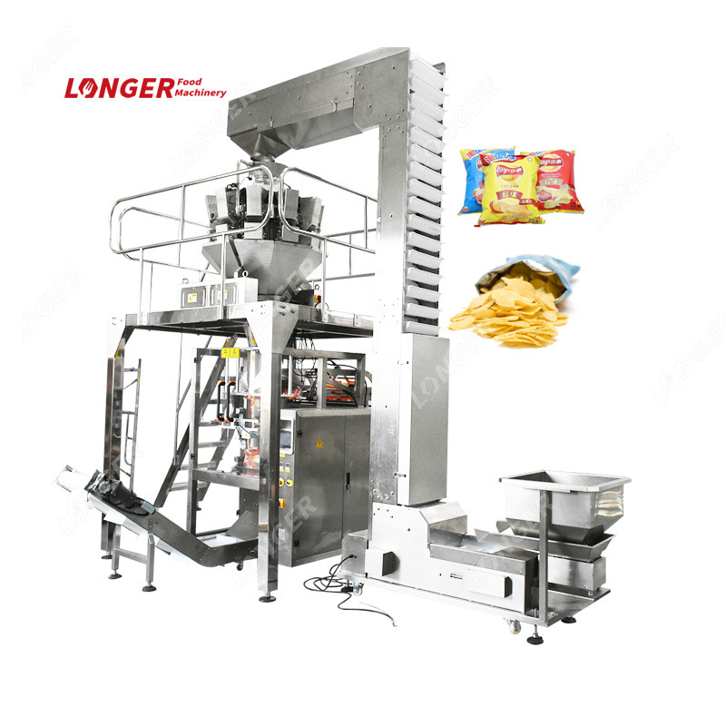 Multihead Automatic Weighing Banana Chips and Onion Rings /Potato Crisp Packing Machine with Label