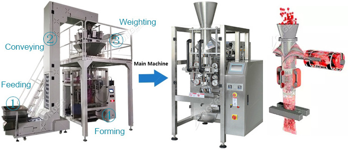 Multihead Automatic Weighing Banana Chips and Onion Rings /Potato Crisp Packing Machine with Label