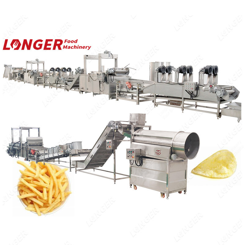 Factory Price Industrial Fully Automatic Fryed Potato Flakes Chips Making Machine Frozen French Fries Production Line For Sale