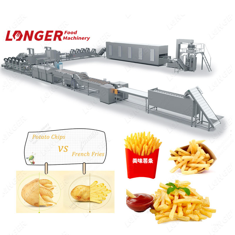 Factory Price Industrial Fully Automatic Fryed Potato Flakes Chips Making Machine Frozen French Fries Production Line For Sale