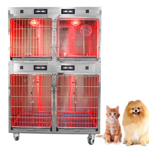 Hospital medical equipment ICU unit Veterinary Stainless Steel dog kennel pet cage therapy warm oxygen cage for pet cat