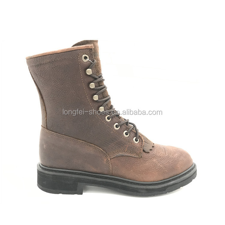 Genuine Leather High Heel Steel Toe Working Boots