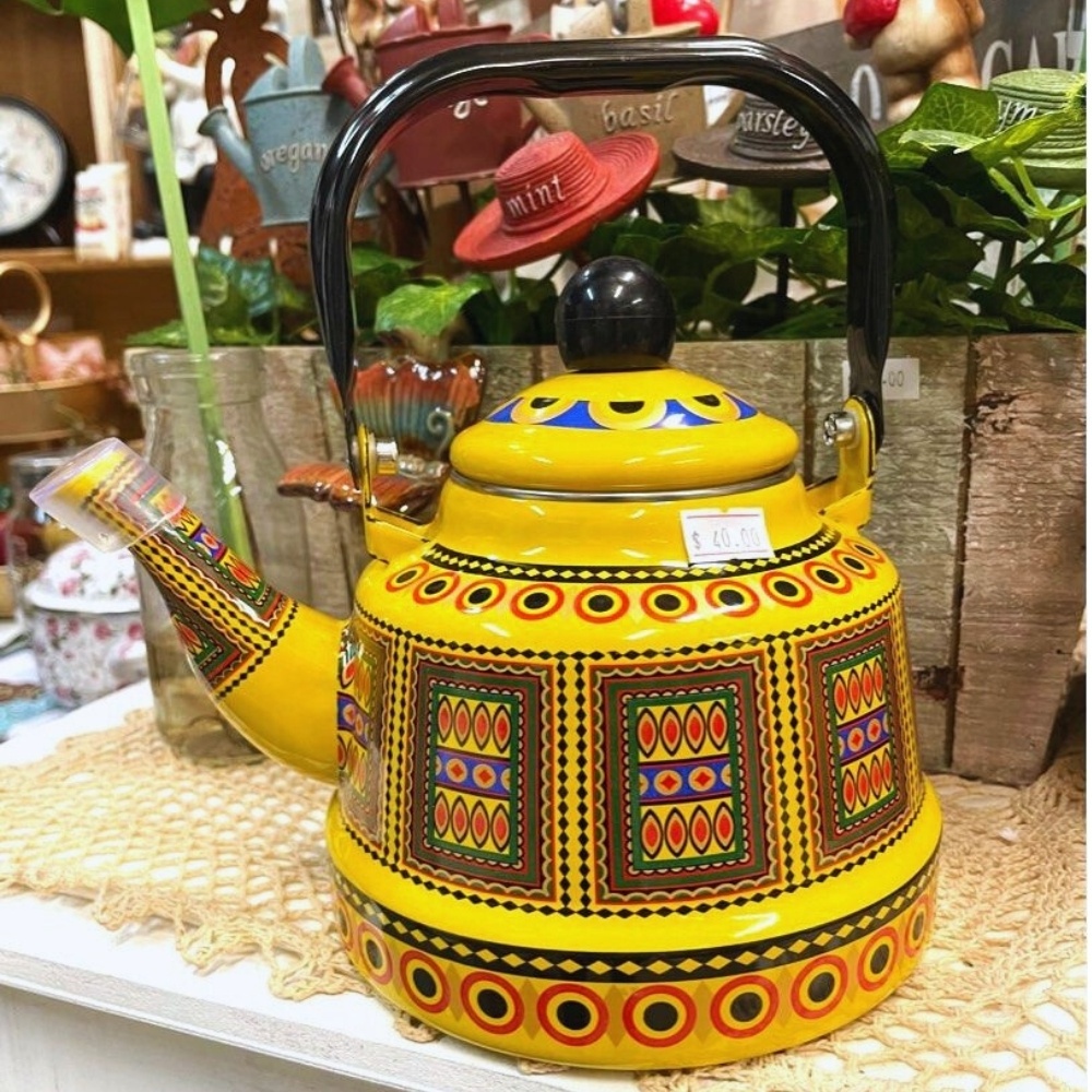 European Style Enamel Craft Large Capacity Coffee Pot and Teapot Water Kettle with Stylish Design