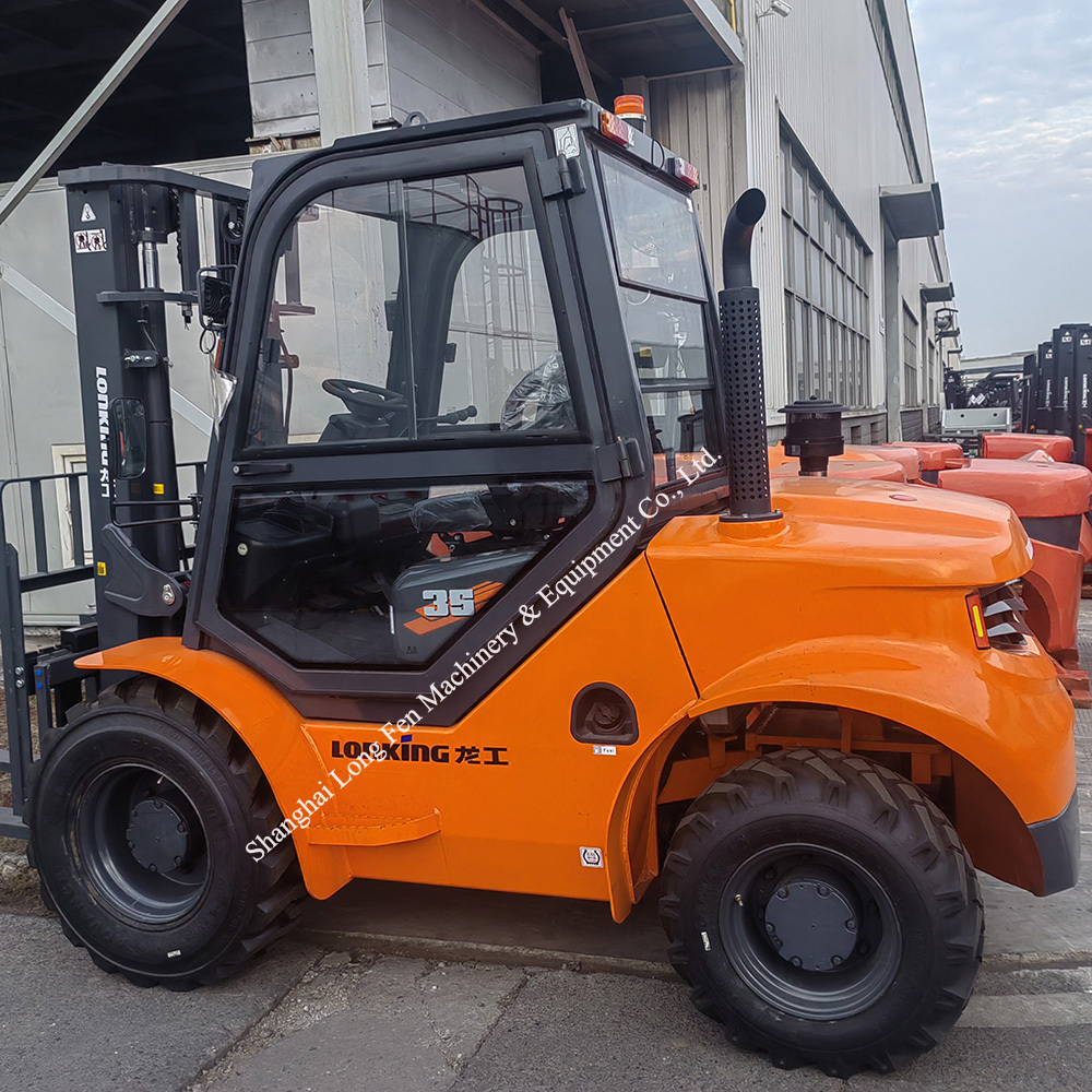 LG35DT     Lonking  brand  3.5 ton  All-terrain Forklift with cabin  /air conditioner   45kw engine