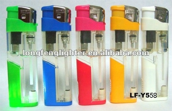 DONGYI Refillable Led plastic gas lighter with flashlight Electric Candle lighter