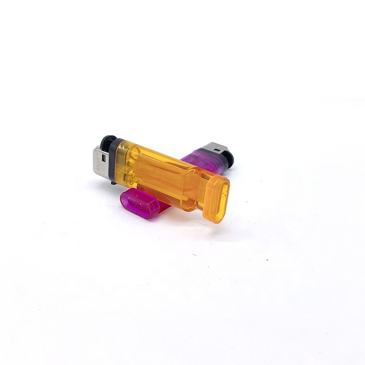 Factory Transparent Color Butane Gas Flint Lighter Mobile Holder Lighter