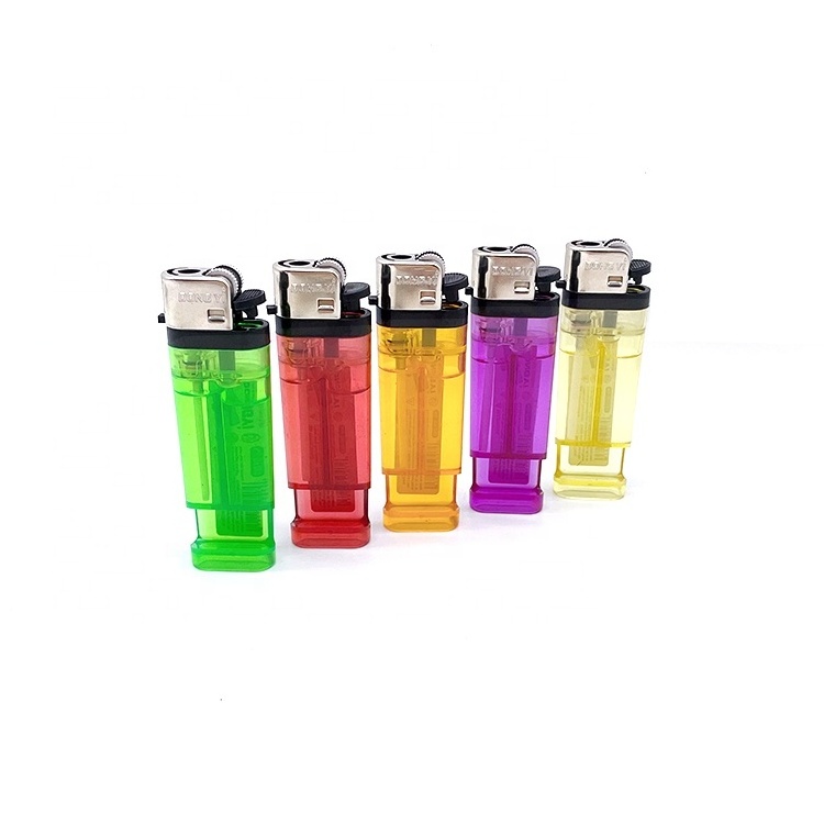 Factory Transparent Color Butane Gas Flint Lighter Mobile Holder Lighter