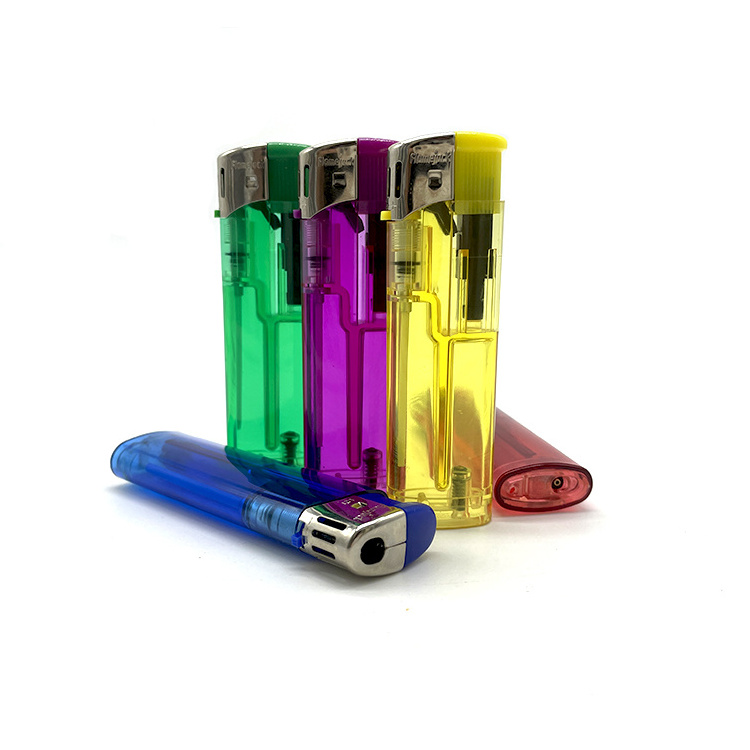 China Manufacturer Piezo Ignition Lighter, Transparent High Quality Butane Flame Lighter