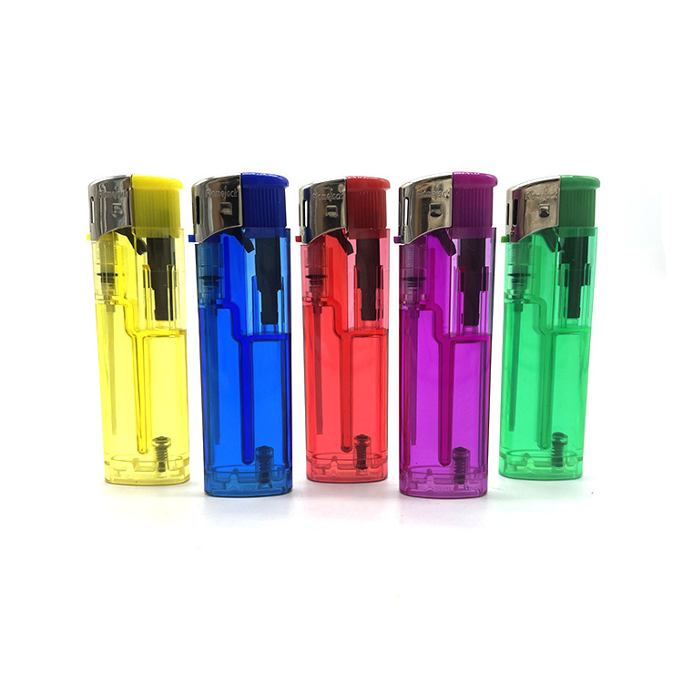 China Manufacturer Piezo Ignition Lighter, Transparent High Quality Butane Flame Lighter