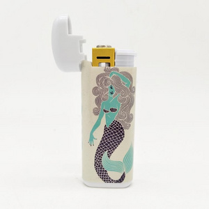 Wholesale colorful funny plastic lighter custom single flame windproof cheap refillable lighter