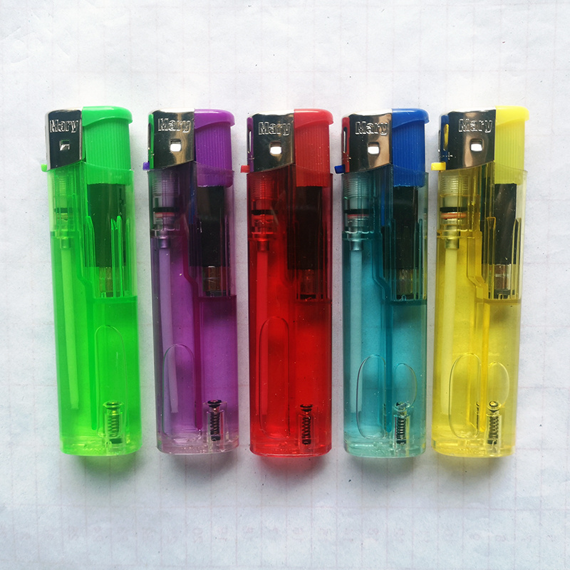 Transparent 5 color Factory Slim Plastic lighter Electric custom logo Plastic gas lighters Parts