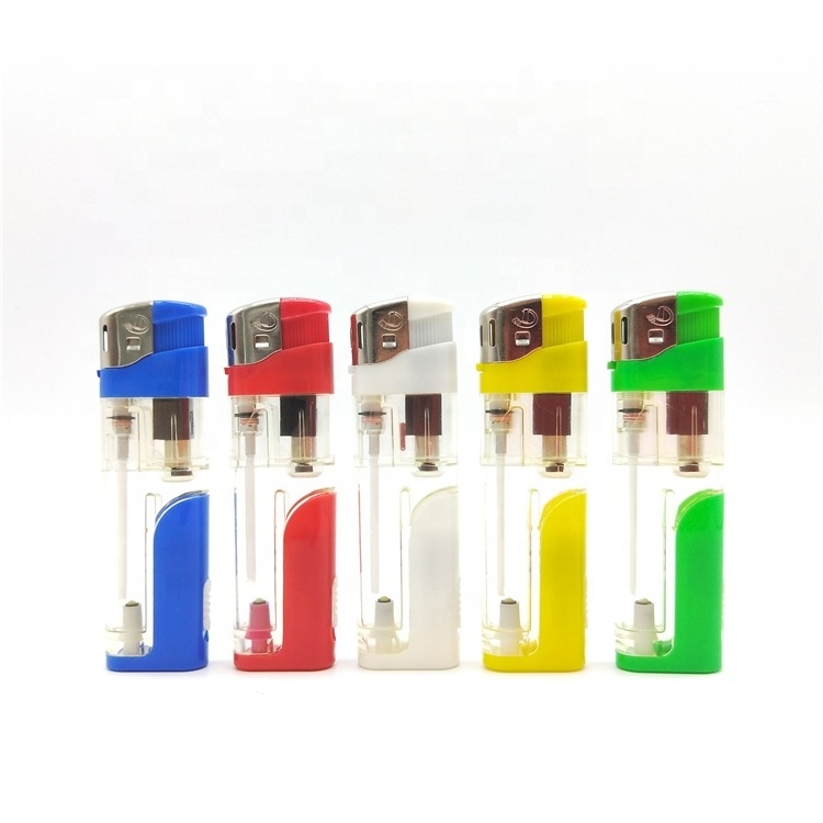 Plastic OEM custom flame gas refill valve LED lighter