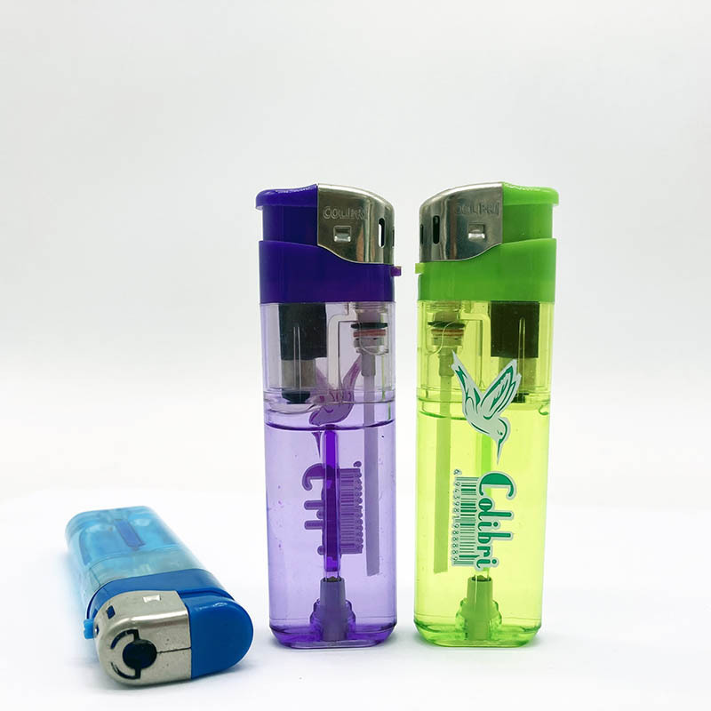 Cool color refilling Butane Gas Plastic Smoking electronic lighter with sticker