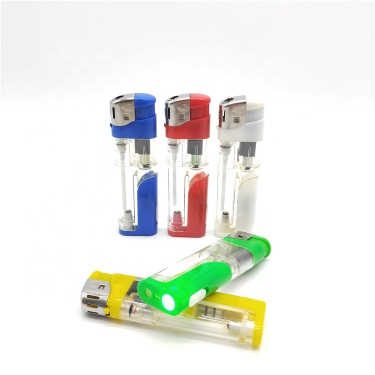 Plastic OEM custom flame gas refill valve LED lighter