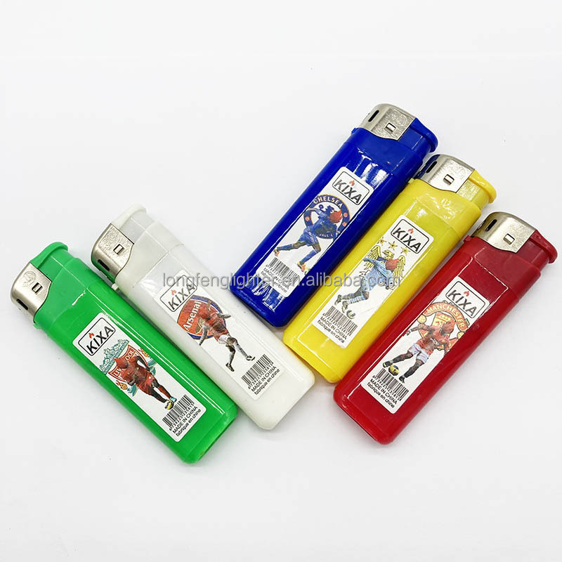 Cool color refilling Butane Gas Plastic Smoking electronic lighter with sticker