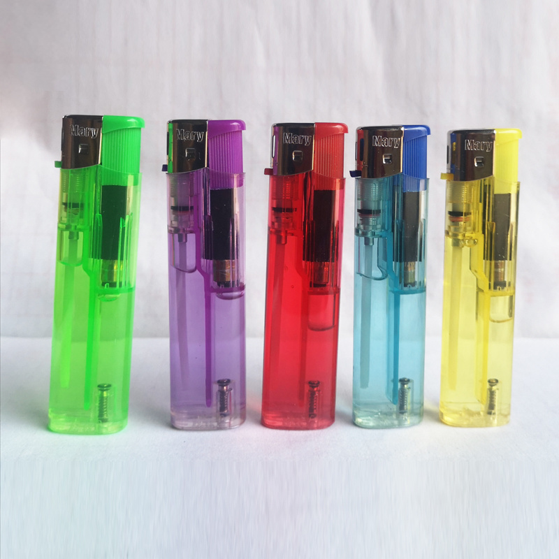 Transparent 5 color Factory Slim Plastic lighter Electric custom logo Plastic gas lighters Parts