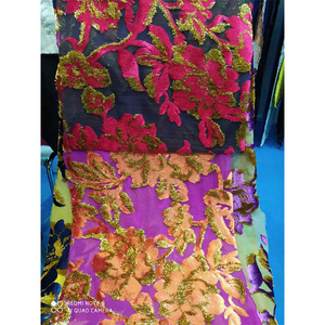 High Quality Colorful Floral, Korean Velvet Wedding Lurex Woven Jacquard Nylon Fabric for Clothing Dirac Somali/