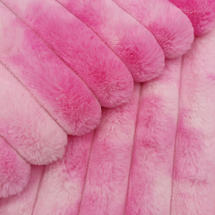 Hot Sale 100 Polyester Multicolor Tie Dye PV Velvet Plush Fabric Soft Toys Rabbit Short Pile Fur Fabric